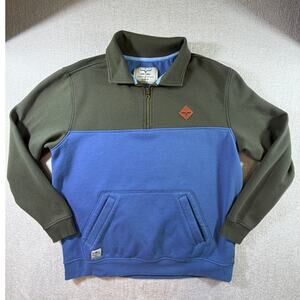Kimes Ranch Men's XL Green Blue 1/4 Zip Long Sleeve Pullover Western Top Casual